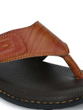 BUCIK Men's Tan Synthetic Leather Slip-On Casual Slipper/Flip Flop